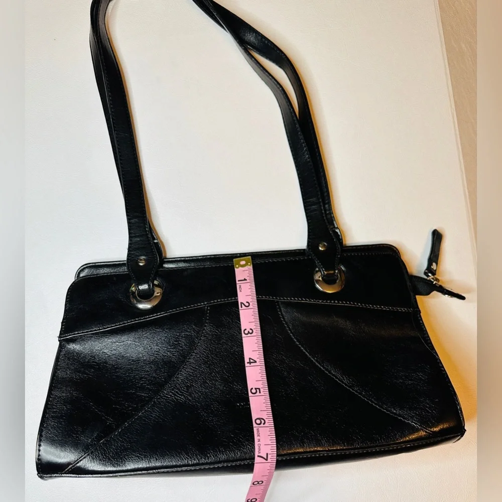 DOLCE VITA Black Faux Leather Shoulder Bag With Silver Hardware